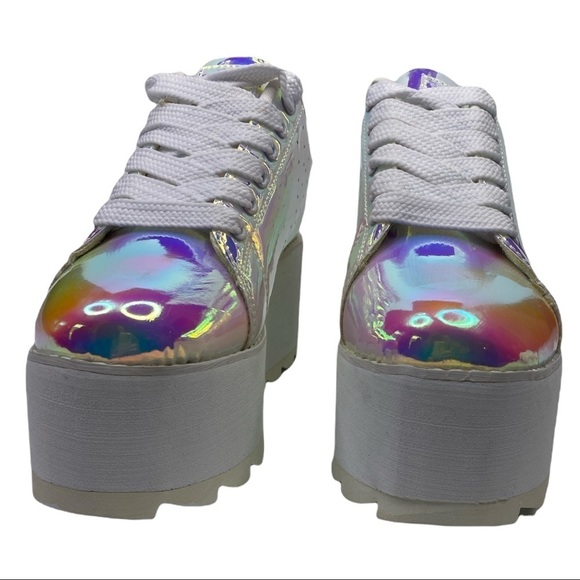 Y.R.U. Nightcall Hologram Iridescent Platform Sneaker Shoes Sz: 7 - Picture 6 of 12